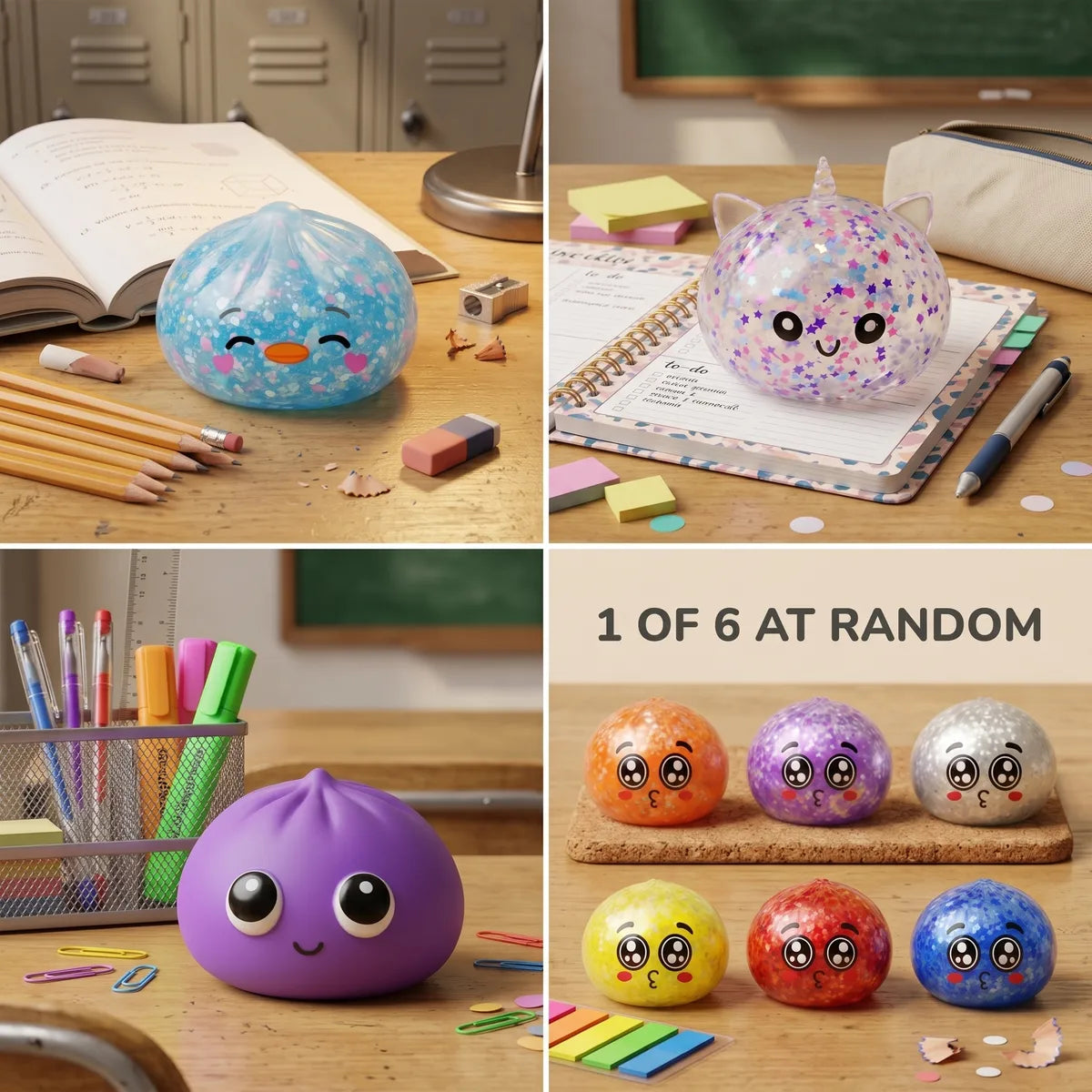 Starter Back to School Dumpling Squishy Set 4 Pieces — squishy dumpling toy