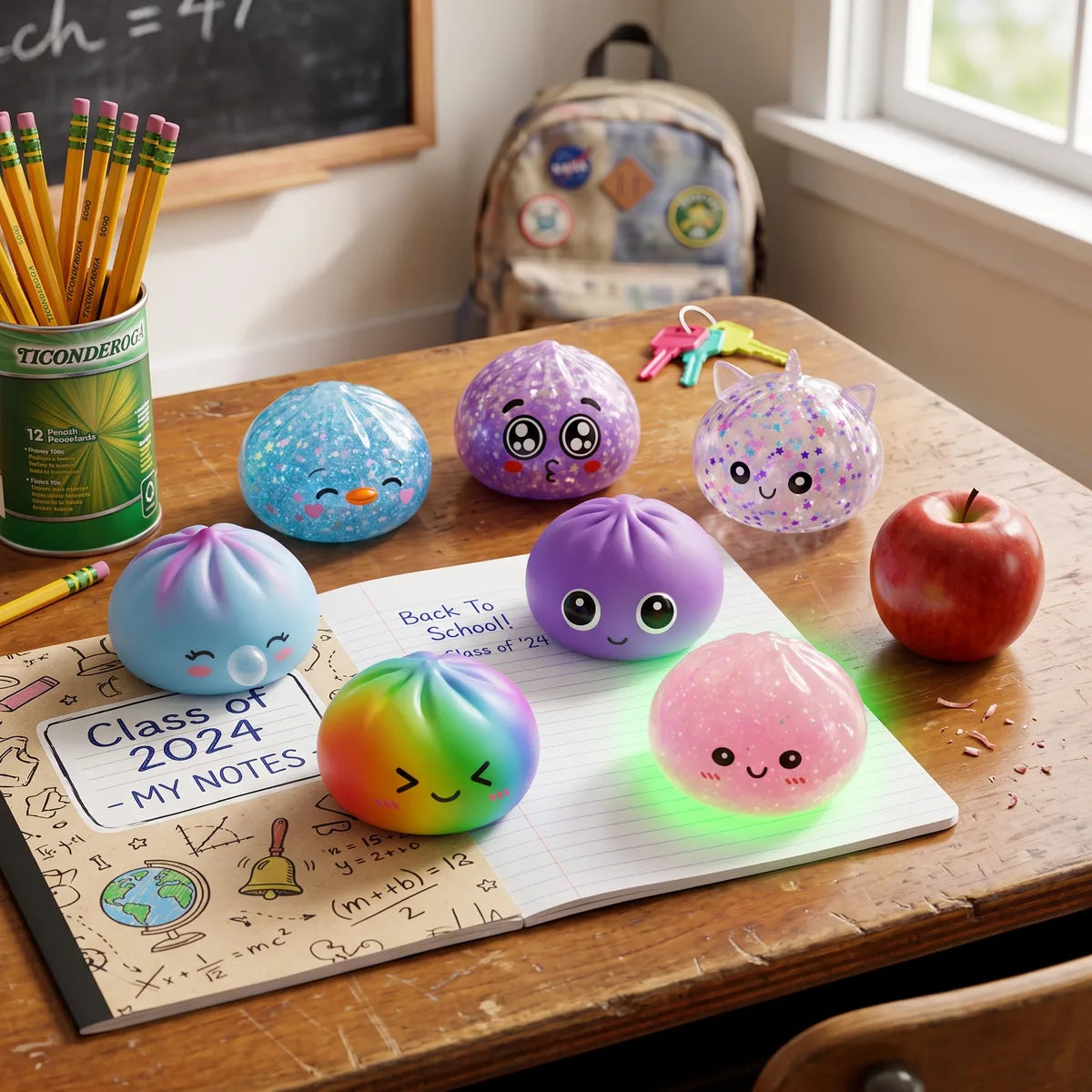 XXL Back to School Dumpling Squishy Set 7 Pieces — squishy dumpling toy