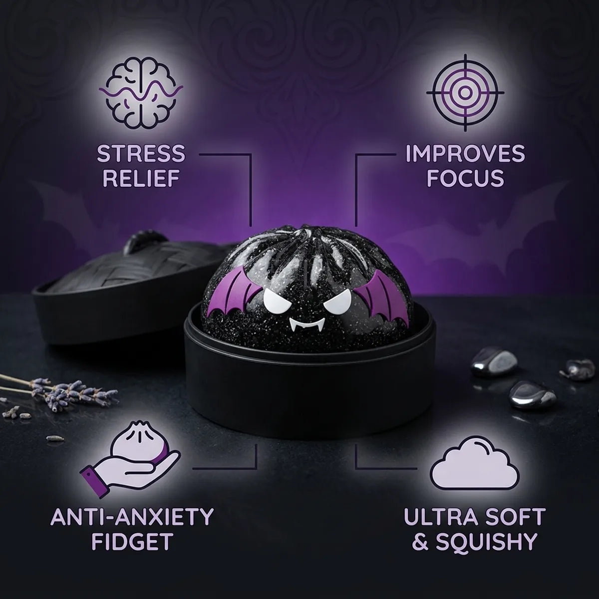 Spooky Bat Halloween Dumpling Squishy — squishy dumpling toy