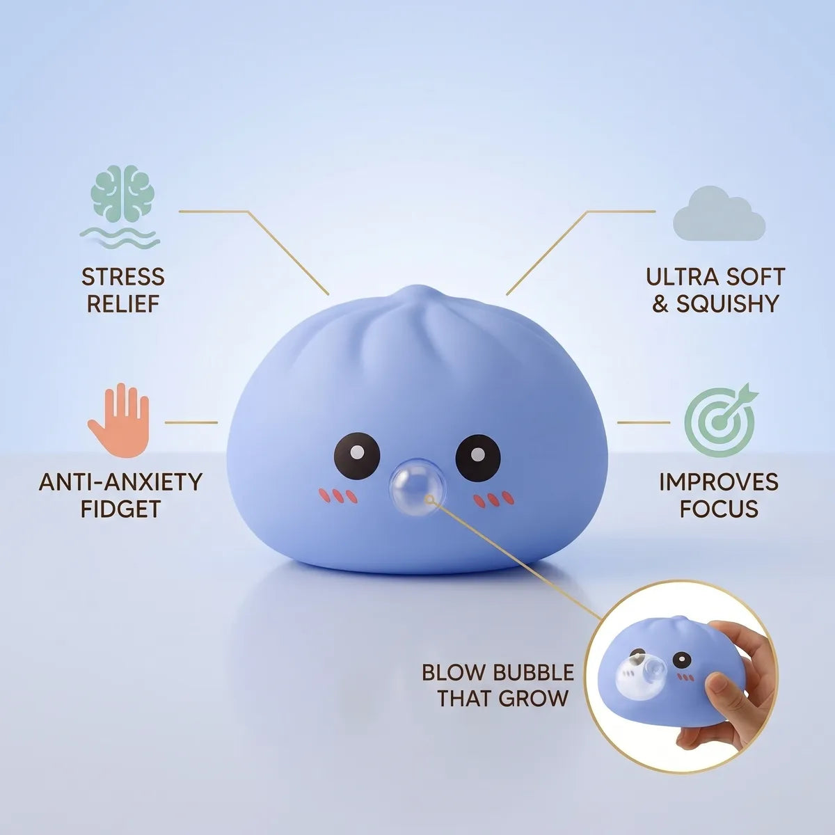 Big Blue Blow Dumpling Squishy — squishy dumpling toy