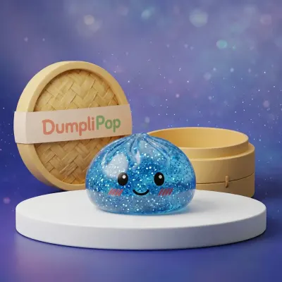 Calm Blue Glitter Dumpling Squishy — squishy dumpling toy
