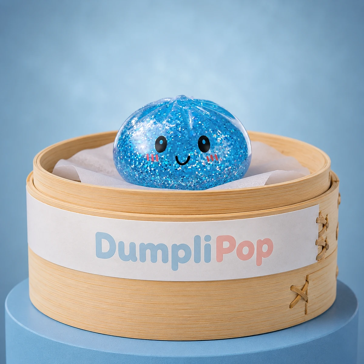 Calm Blue Glitter Dumpling Squishy — squishy dumpling toy