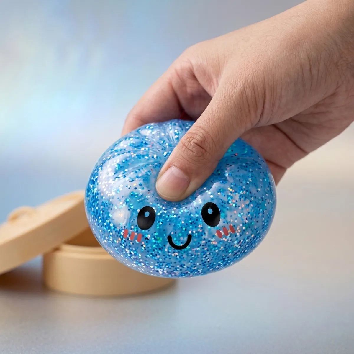 Calm Blue Glitter Dumpling Squishy — squishy dumpling toy