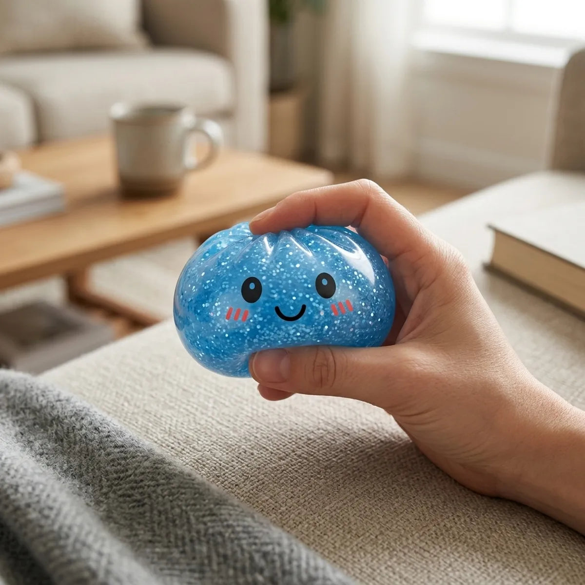 Calm Blue Glitter Dumpling Squishy — squishy dumpling toy