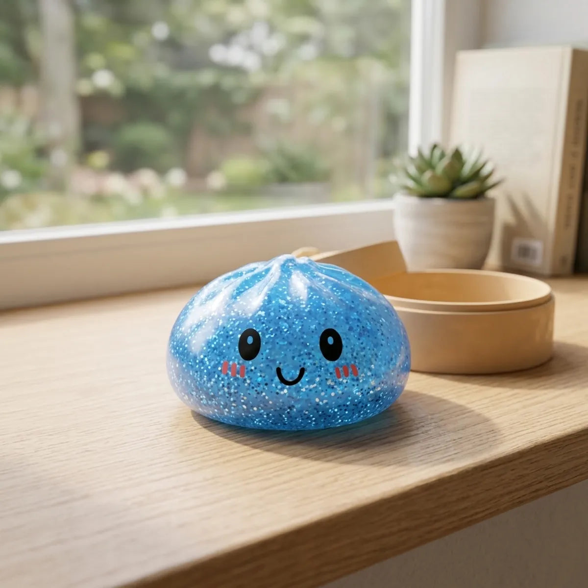 Calm Blue Glitter Dumpling Squishy — squishy dumpling toy