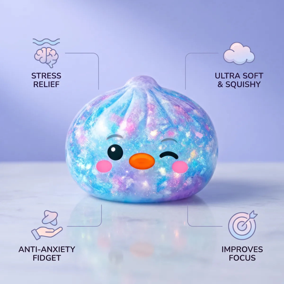 Galaxy Blue Penguin Dumpling Squishy — squishy dumpling toy