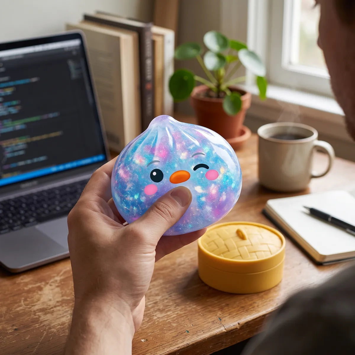 Galaxy Blue Penguin Dumpling Squishy — squishy dumpling toy