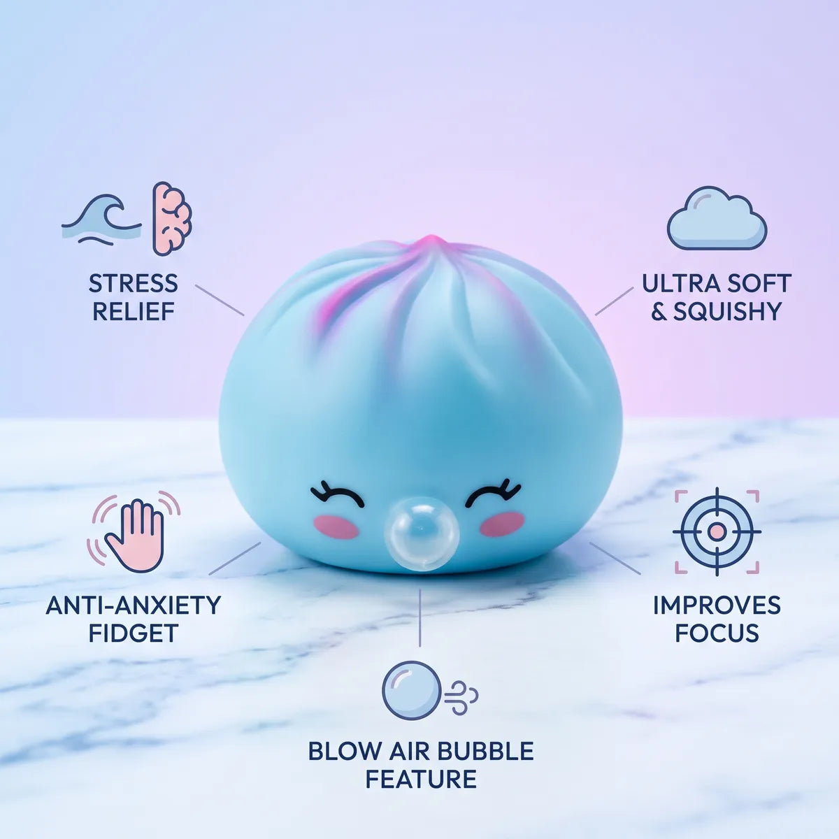 Frost Blue Rare Blow Dumpling Squishy — squishy dumpling toy