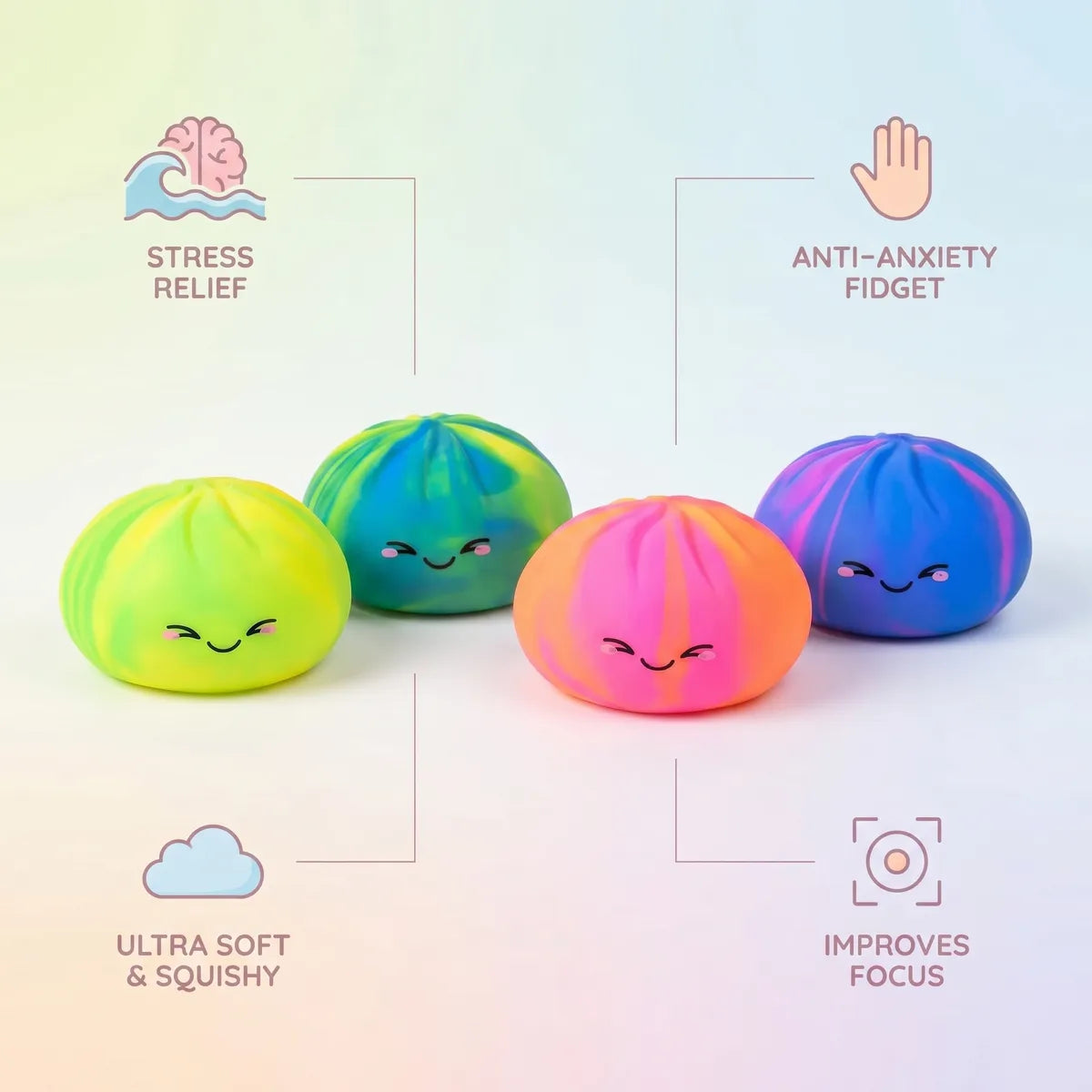 Rainbow Colorful Dumpling Squishy — squishy dumpling toy
