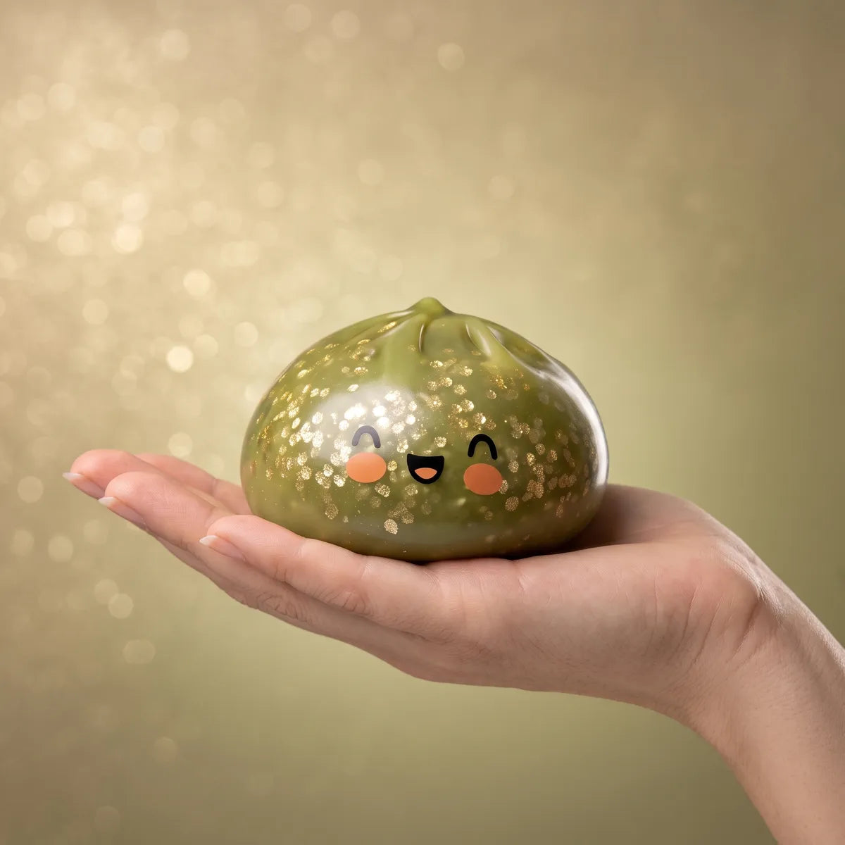 Emerald Dark Green Sparkle Dumpling Squishy — squishy dumpling toy