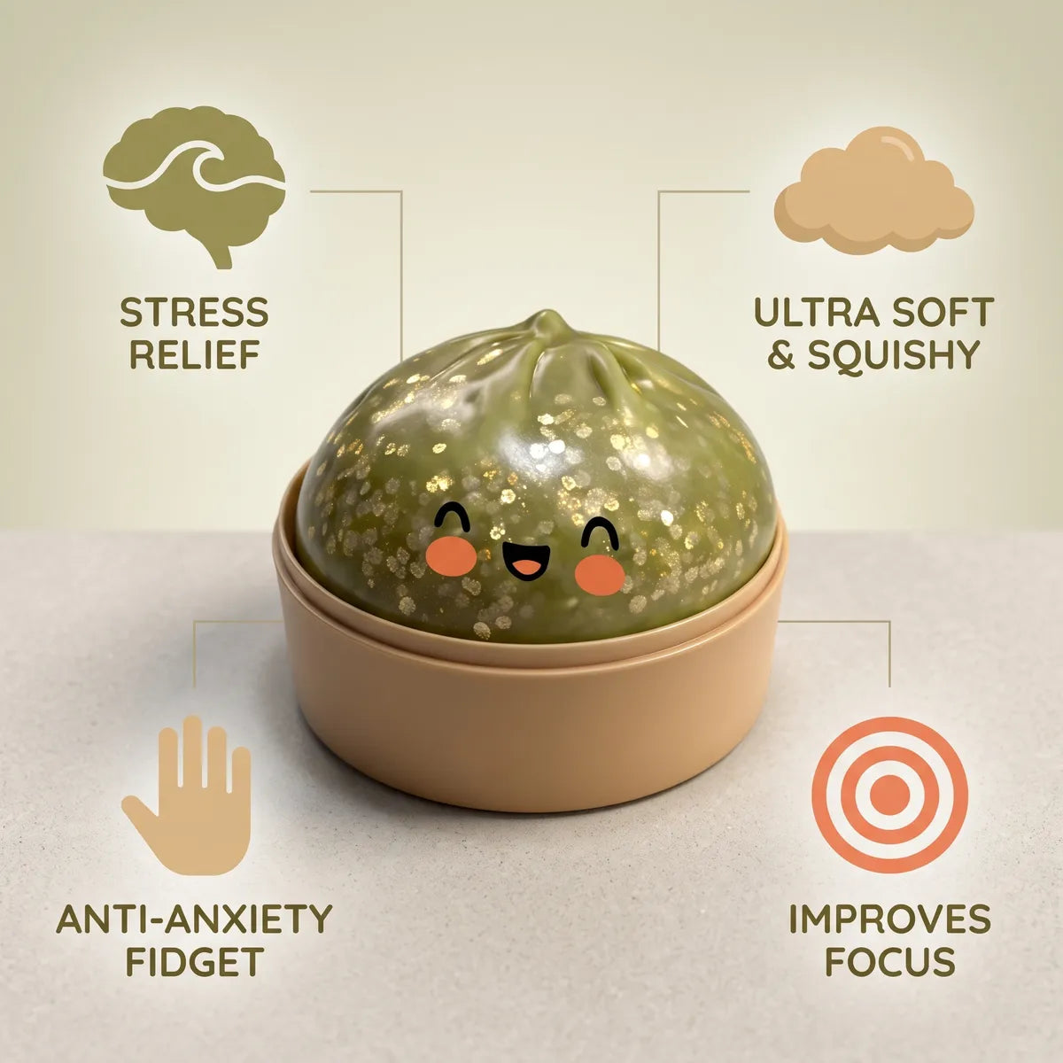 Emerald Dark Green Sparkle Dumpling Squishy — squishy dumpling toy