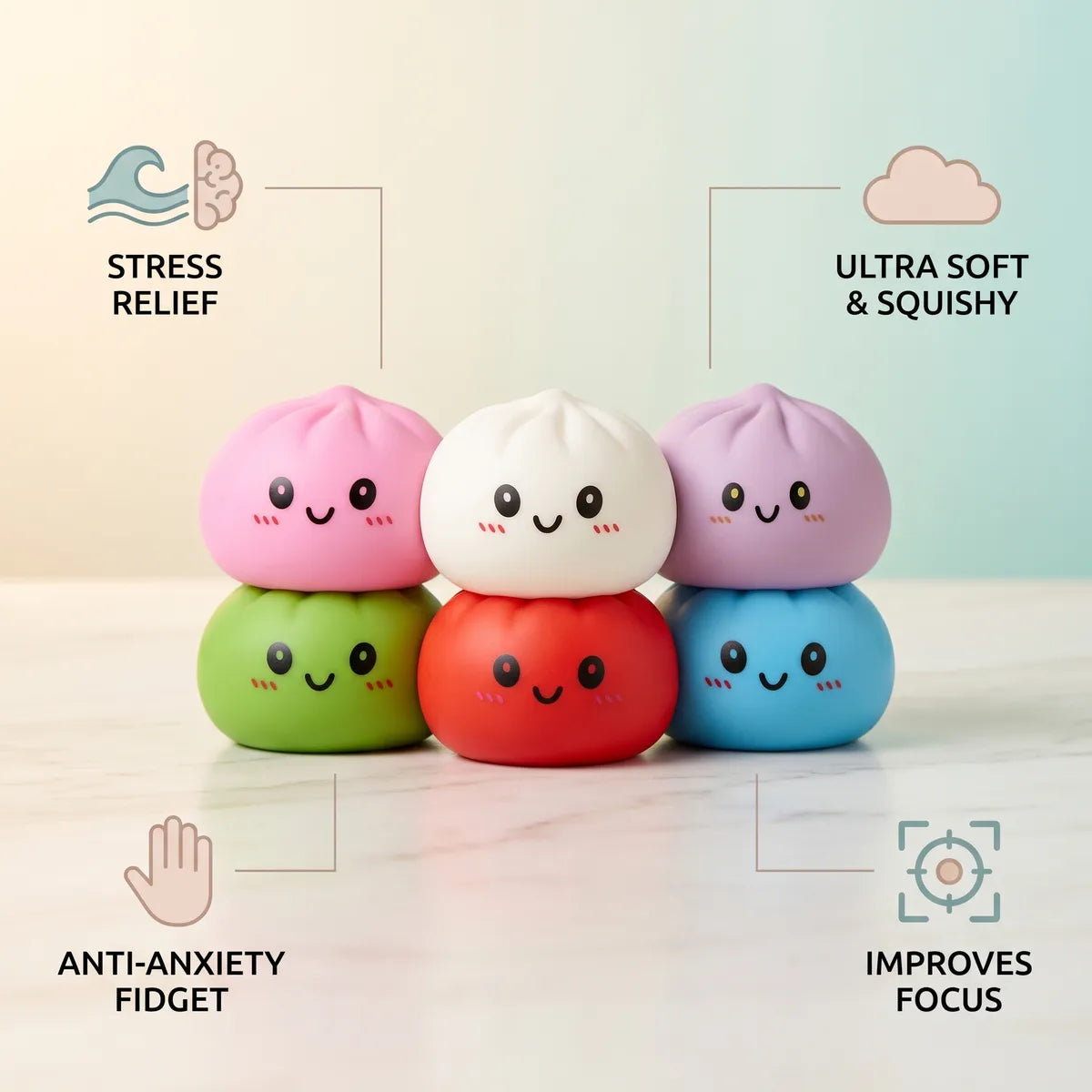 Plain Dumpling Squishy Set 6 Pieces — squishy dumpling toy
