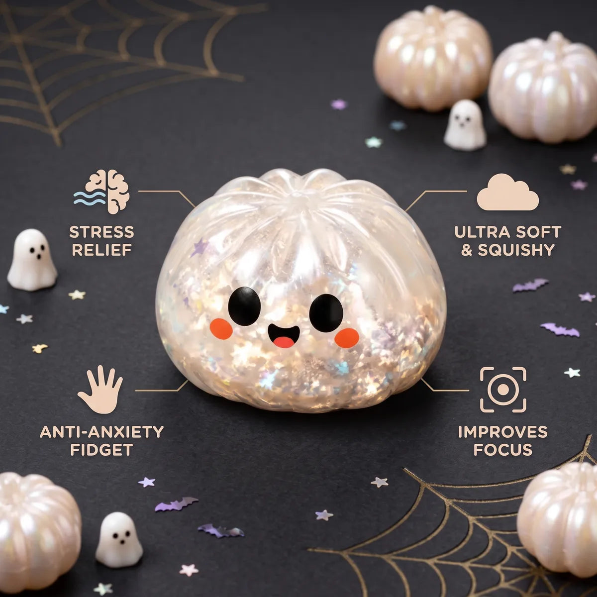 Glitter Ghost Halloween Dumpling Squishy — squishy dumpling toy