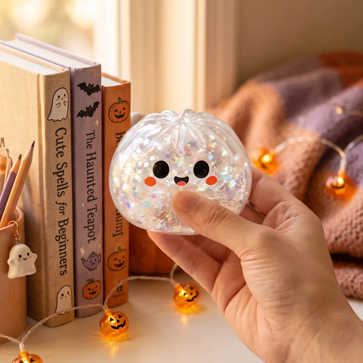 Glitter Ghost Halloween Dumpling Squishy — squishy dumpling toy