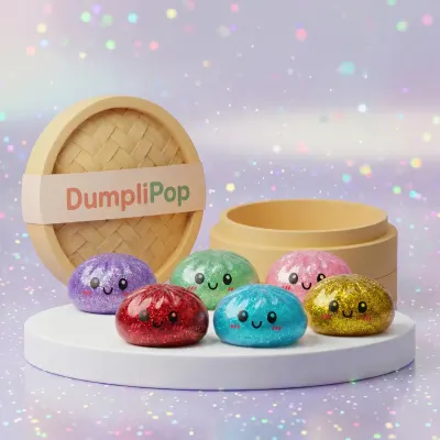 Sparkle Glitter Dumpling Squishy Set 6 Pieces — squishy dumpling toy