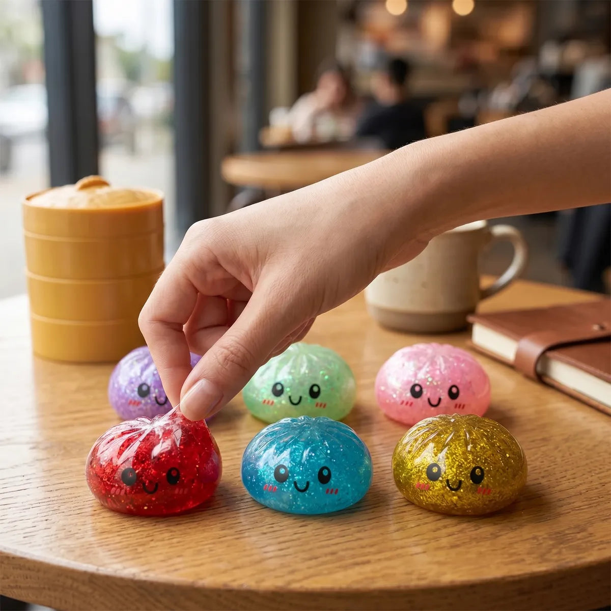 Sparkle Glitter Dumpling Squishy Set 6 Pieces — squishy dumpling toy
