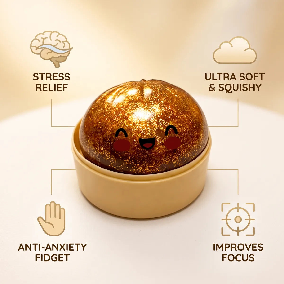 Treasure Gold Unique Glitter Dumpling Squishy — squishy dumpling toy