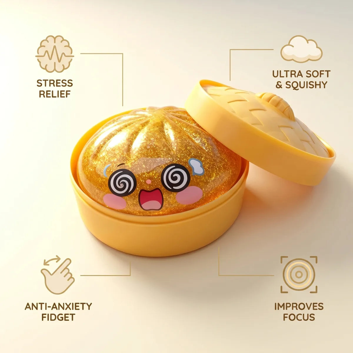 Lucky Golden Dumpling Squishy — squishy dumpling toy
