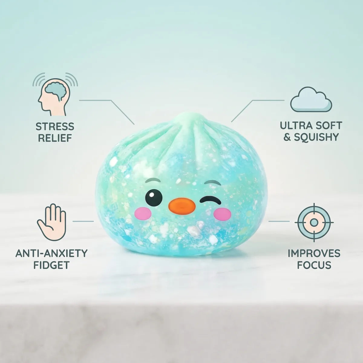 Minty Green Penguin Dumpling Squishy — squishy dumpling toy