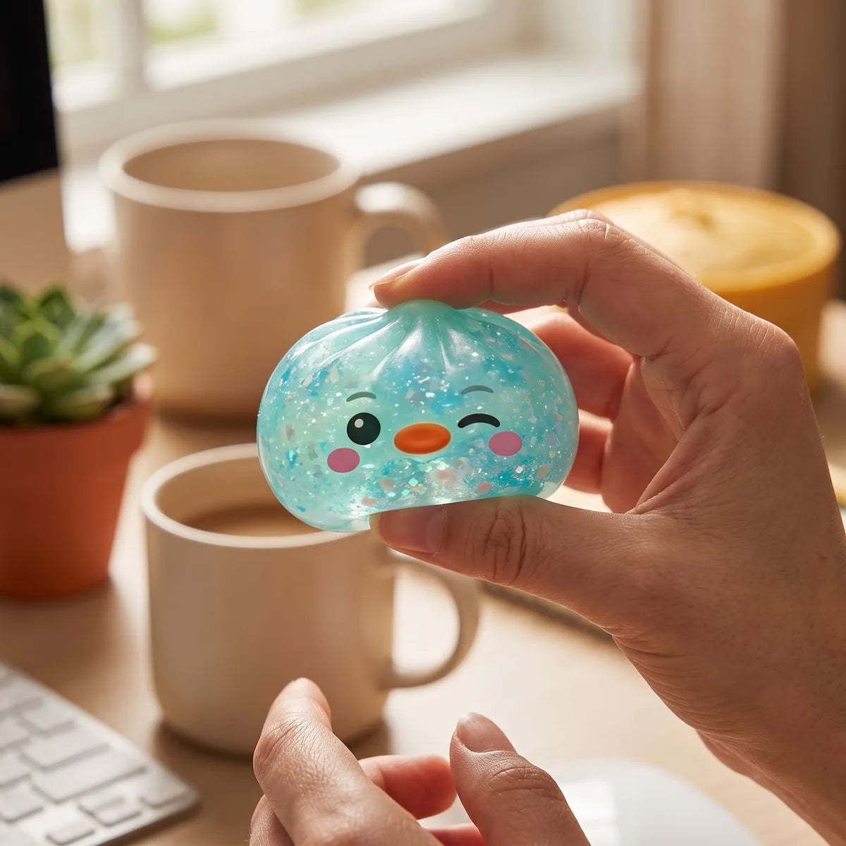 Minty Green Penguin Dumpling Squishy — squishy dumpling toy