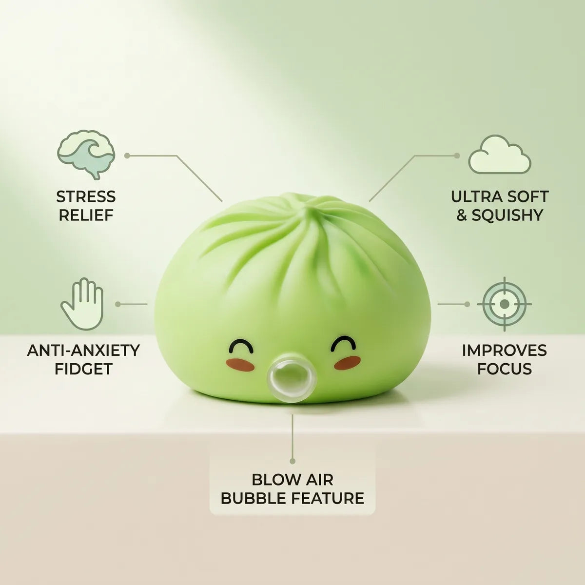 Matcha Green Rare Blow Dumpling Squishy — squishy dumpling toy