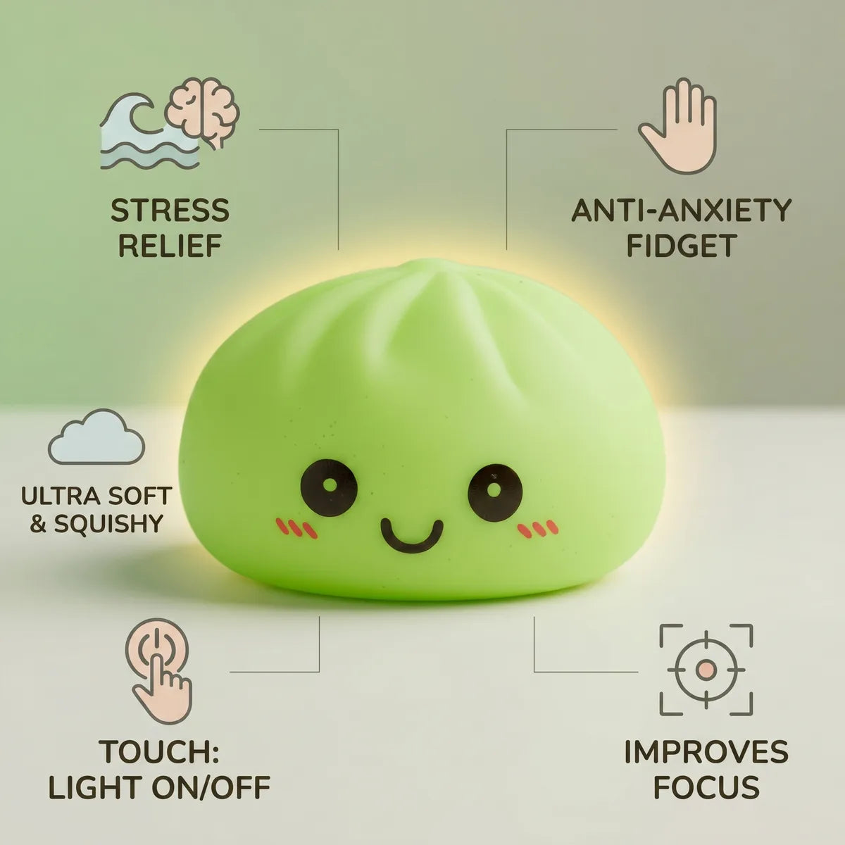 Glow Green Squishy Dumpling Light — squishy dumpling toy