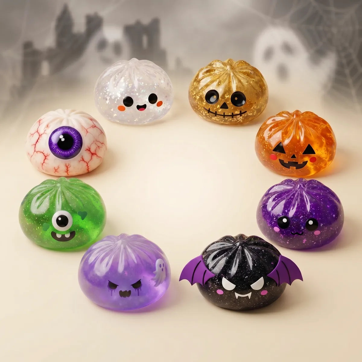 XXL Halloween Dumpling Squishy Set 8 Pieces — squishy dumpling toy