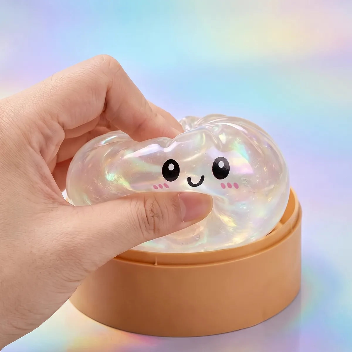 Iridescent Holographic Dumpling Squishy — squishy dumpling toy