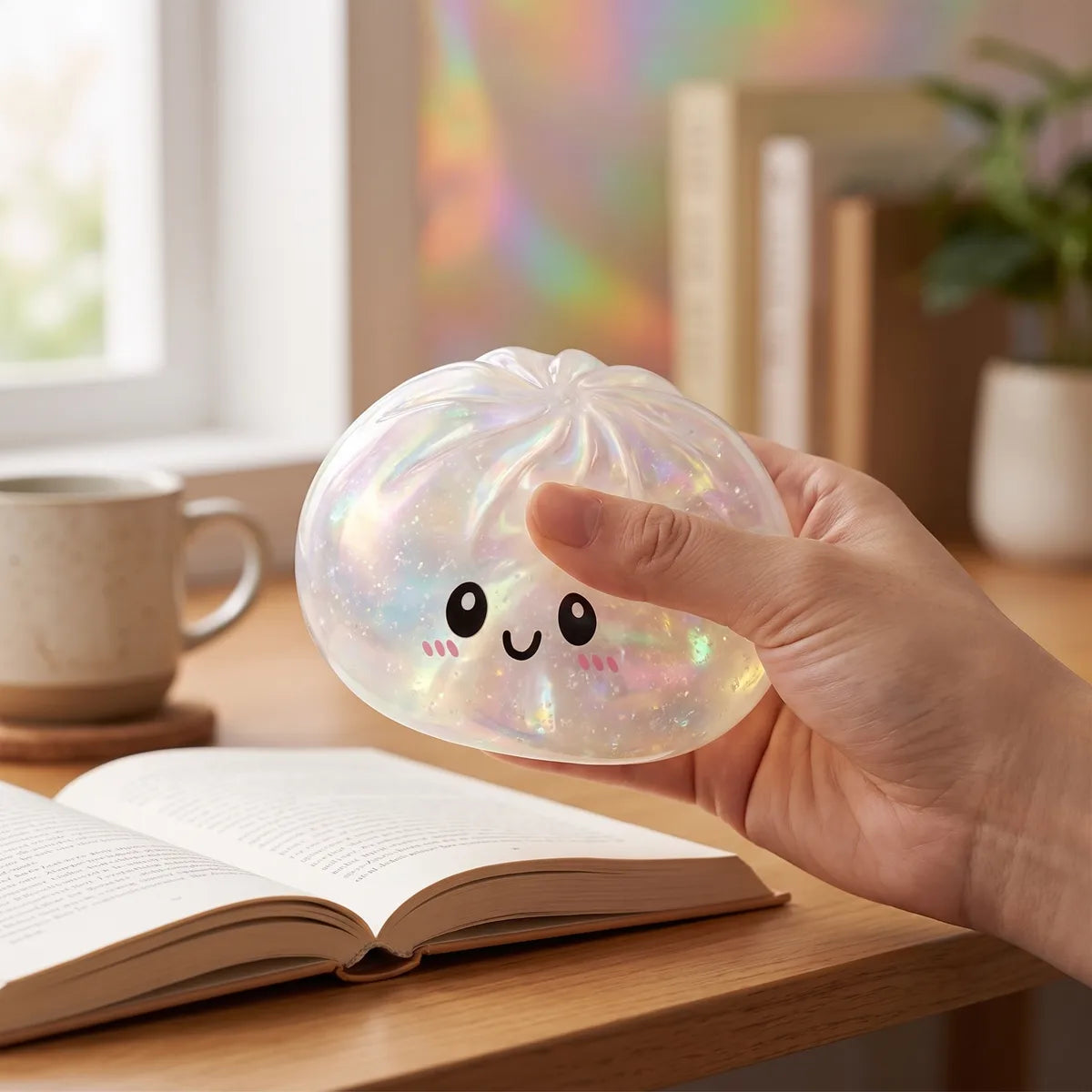 Iridescent Holographic Dumpling Squishy — squishy dumpling toy