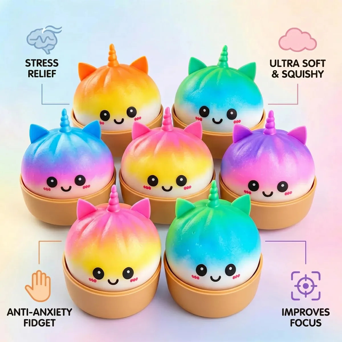 Magical Jumbo Unicorn Rainbow Squishy Dumplings — squishy dumpling toy