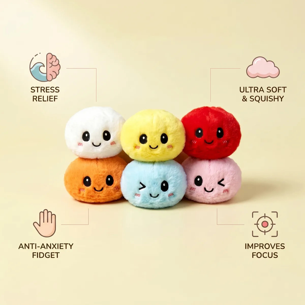 Keychain Plush Dumpling Squishy 6 Pieces — squishy dumpling toy