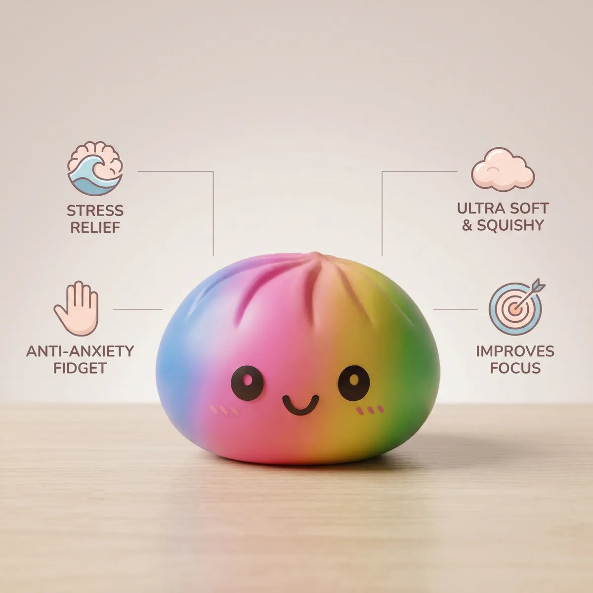 Colorful Large Rainbow Dumpling Squishy — squishy dumpling toy