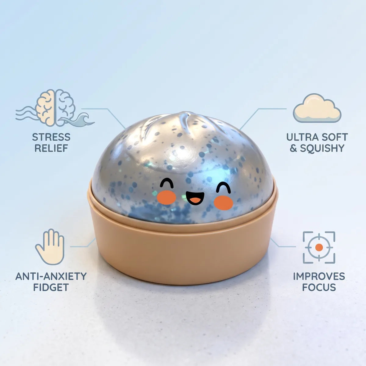 Icy Light Blue Sparkle Dumpling Squishy — squishy dumpling toy