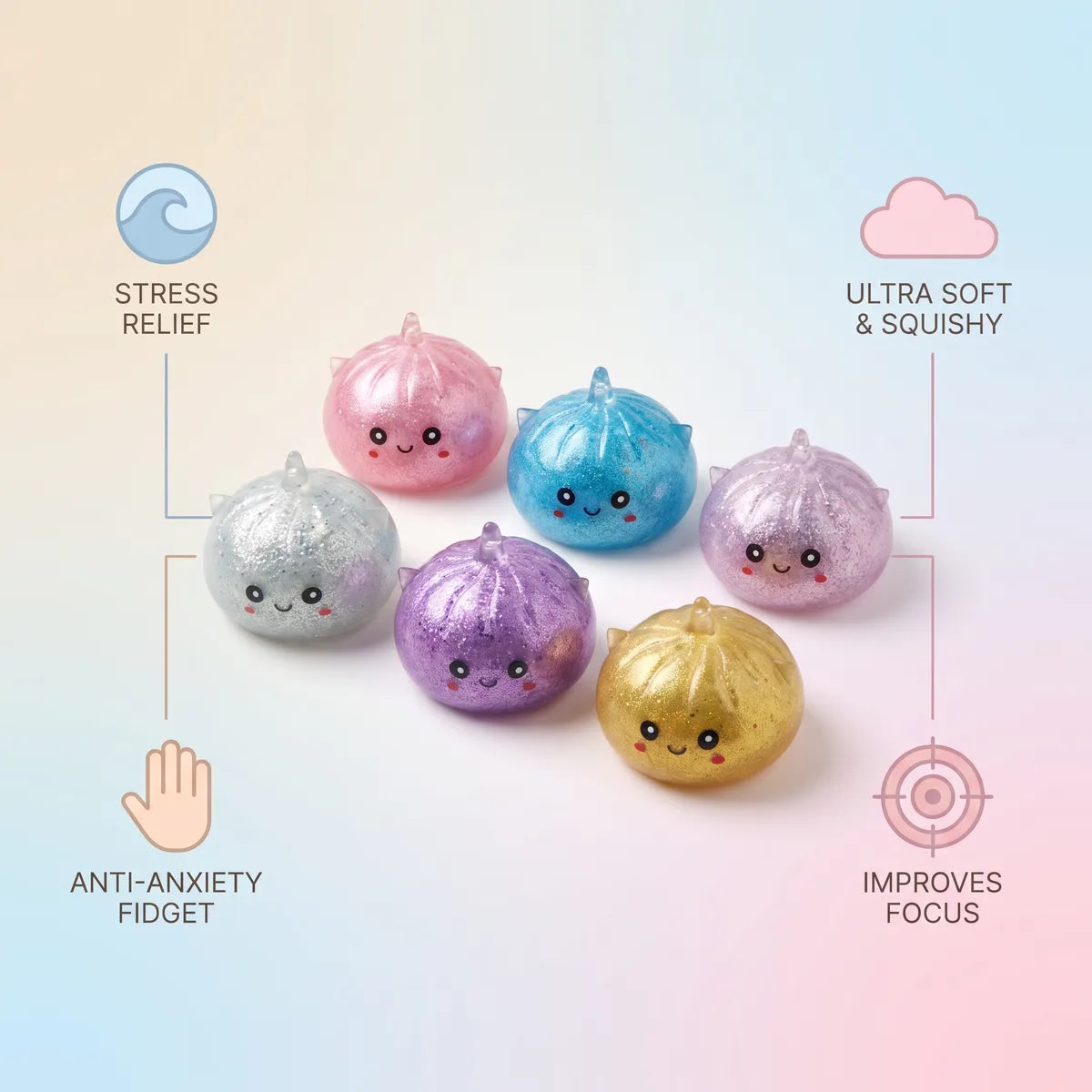 Sparkly Mystery Dumpling Squishy Unicorn Glitter — squishy dumpling toy