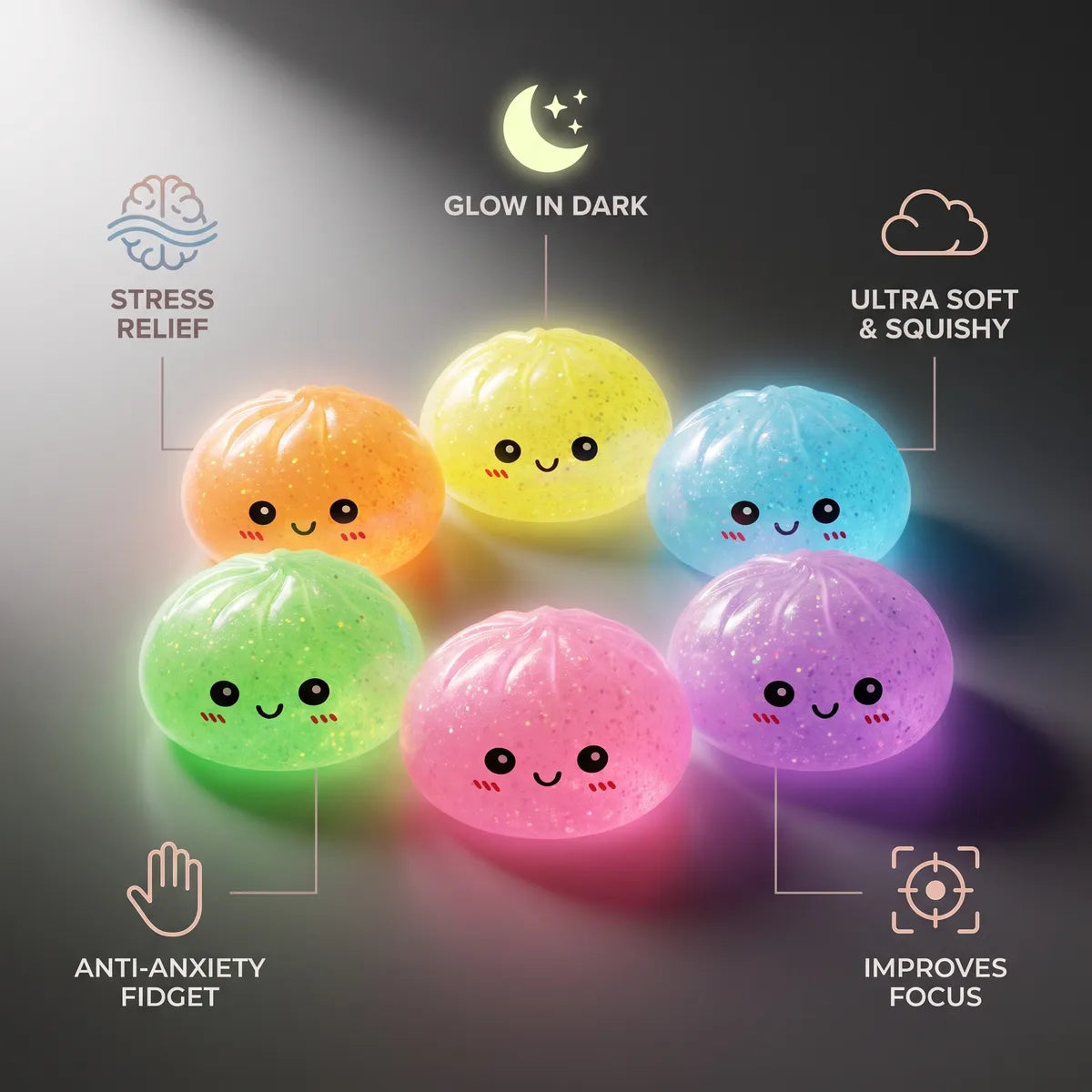 Mystery Glow In Dark Glitter Dumpling Squishy Blind Box — squishy dumpling toy