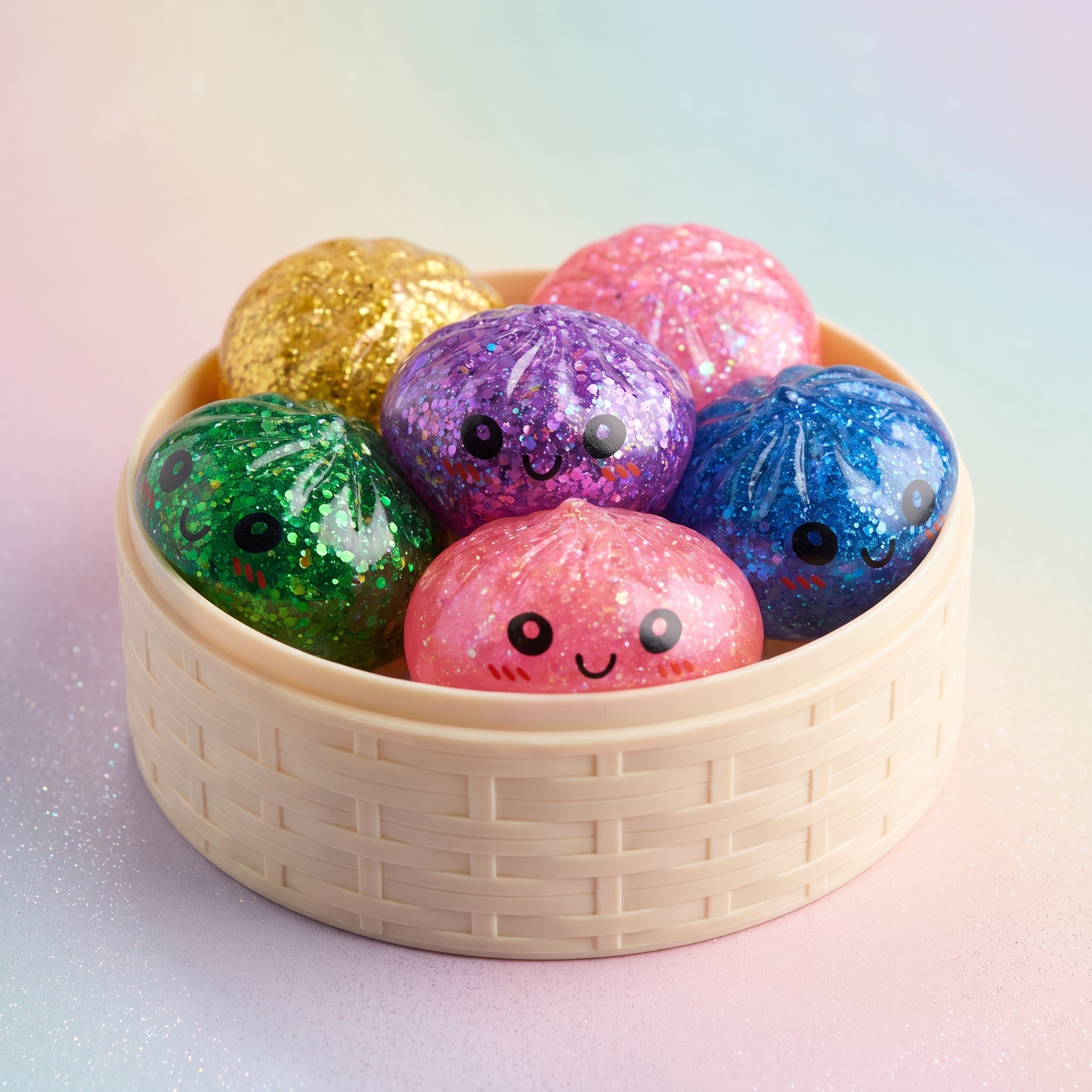 Sparkle Mystery Mini Glitter Dumpling Squishy Set — squishy dumpling toy