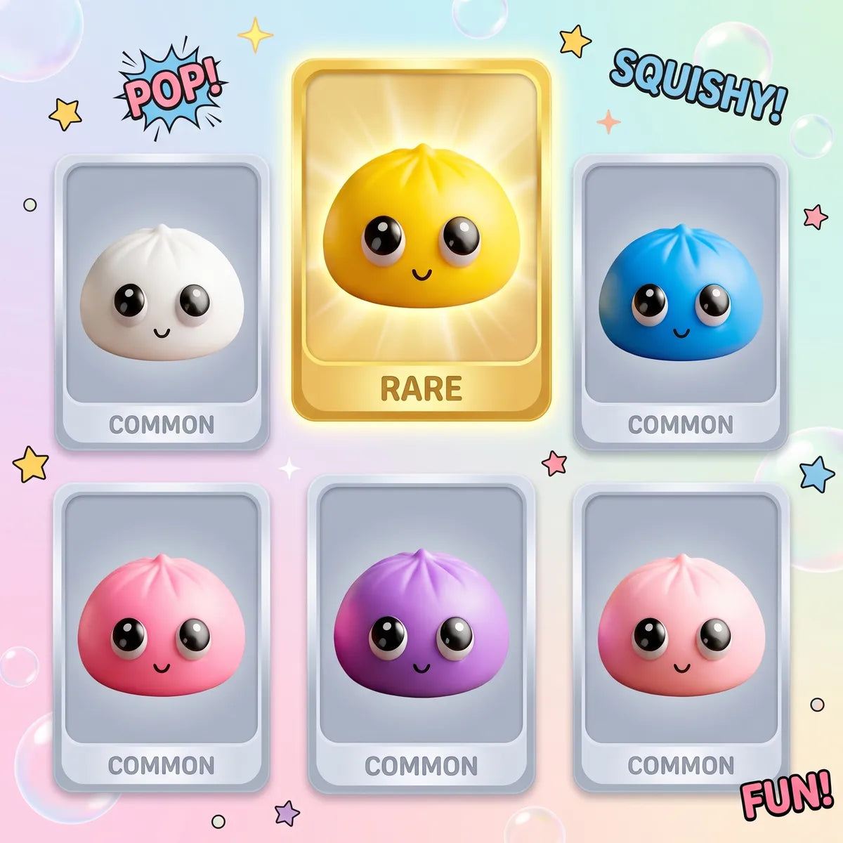 Big Eyes Mystery Pop Dumpling Squishy — squishy dumpling toy