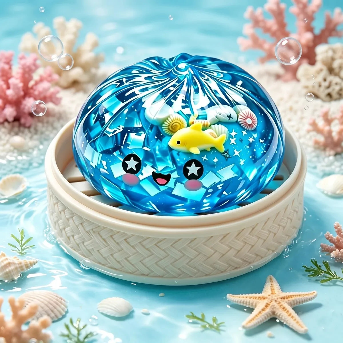 Coral Reef Ocean Glitter Dumpling Squishy — squishy dumpling toy
