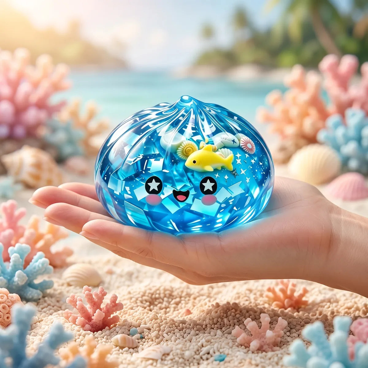 Coral Reef Ocean Glitter Dumpling Squishy — squishy dumpling toy
