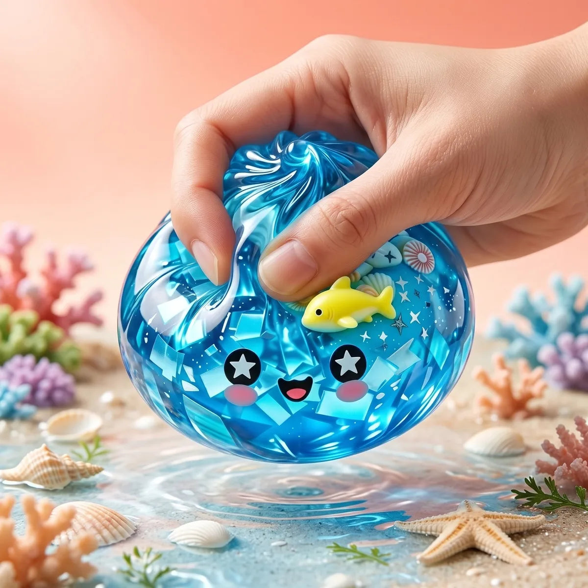 Coral Reef Ocean Glitter Dumpling Squishy — squishy dumpling toy