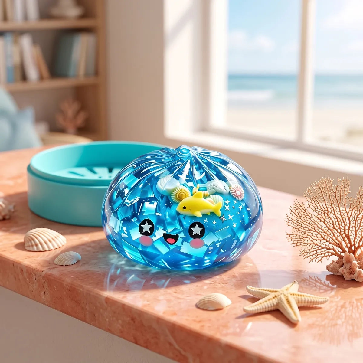 Coral Reef Ocean Glitter Dumpling Squishy — squishy dumpling toy