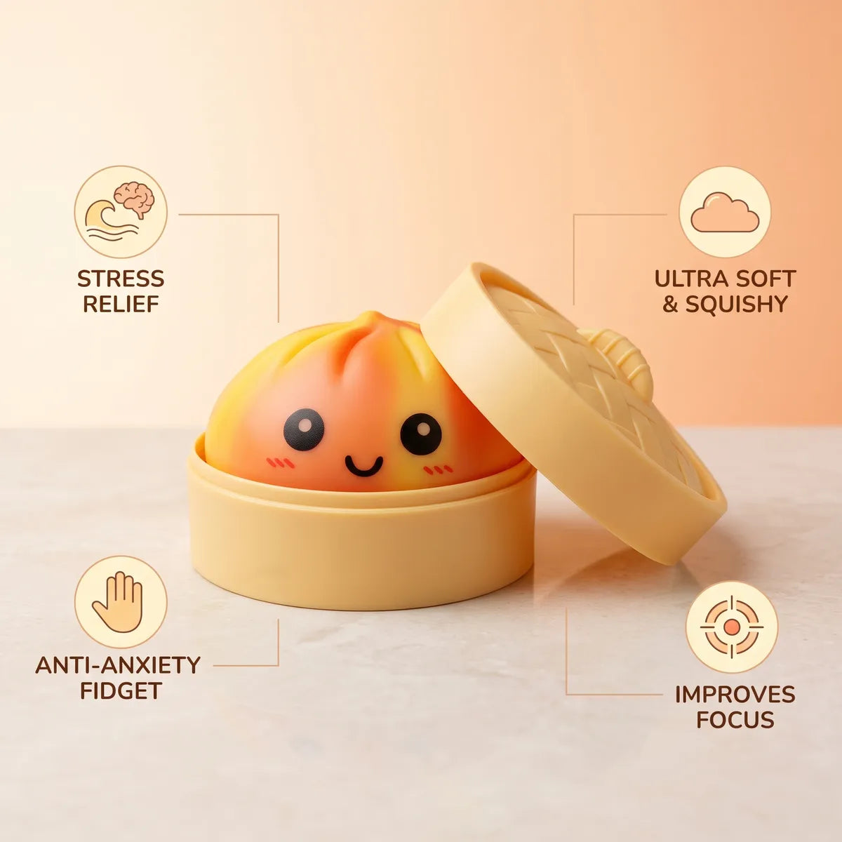 Sunset Orange Tie Dye Dumpling Squishy — squishy dumpling toy