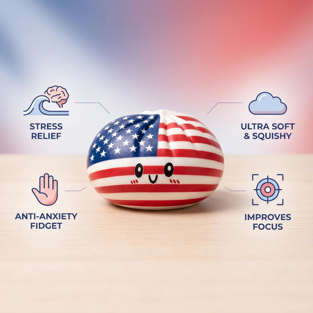 Liberty Patriotic 4th July Dumpling Squishy — squishy dumpling toy