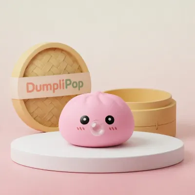 Plump Pink Blow Dumpling Squishy — squishy dumpling toy