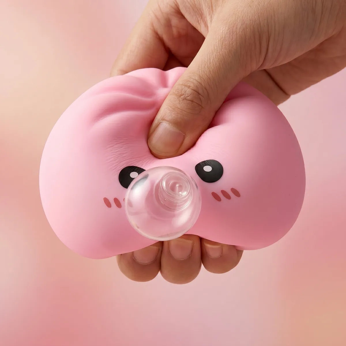 Plump Pink Blow Dumpling Squishy — squishy dumpling toy