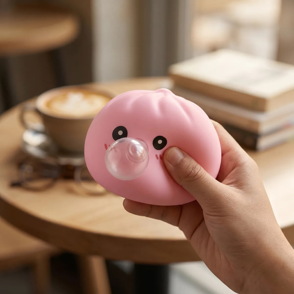 Plump Pink Blow Dumpling Squishy — squishy dumpling toy