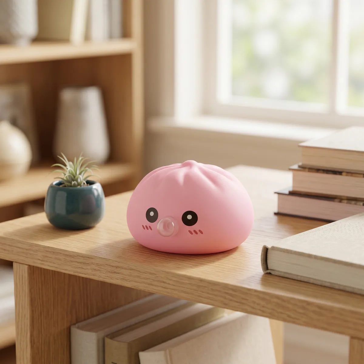 Plump Pink Blow Dumpling Squishy — squishy dumpling toy