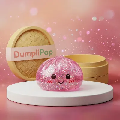 Kawaii Pink Glitter Dumpling Squishy — squishy dumpling toy