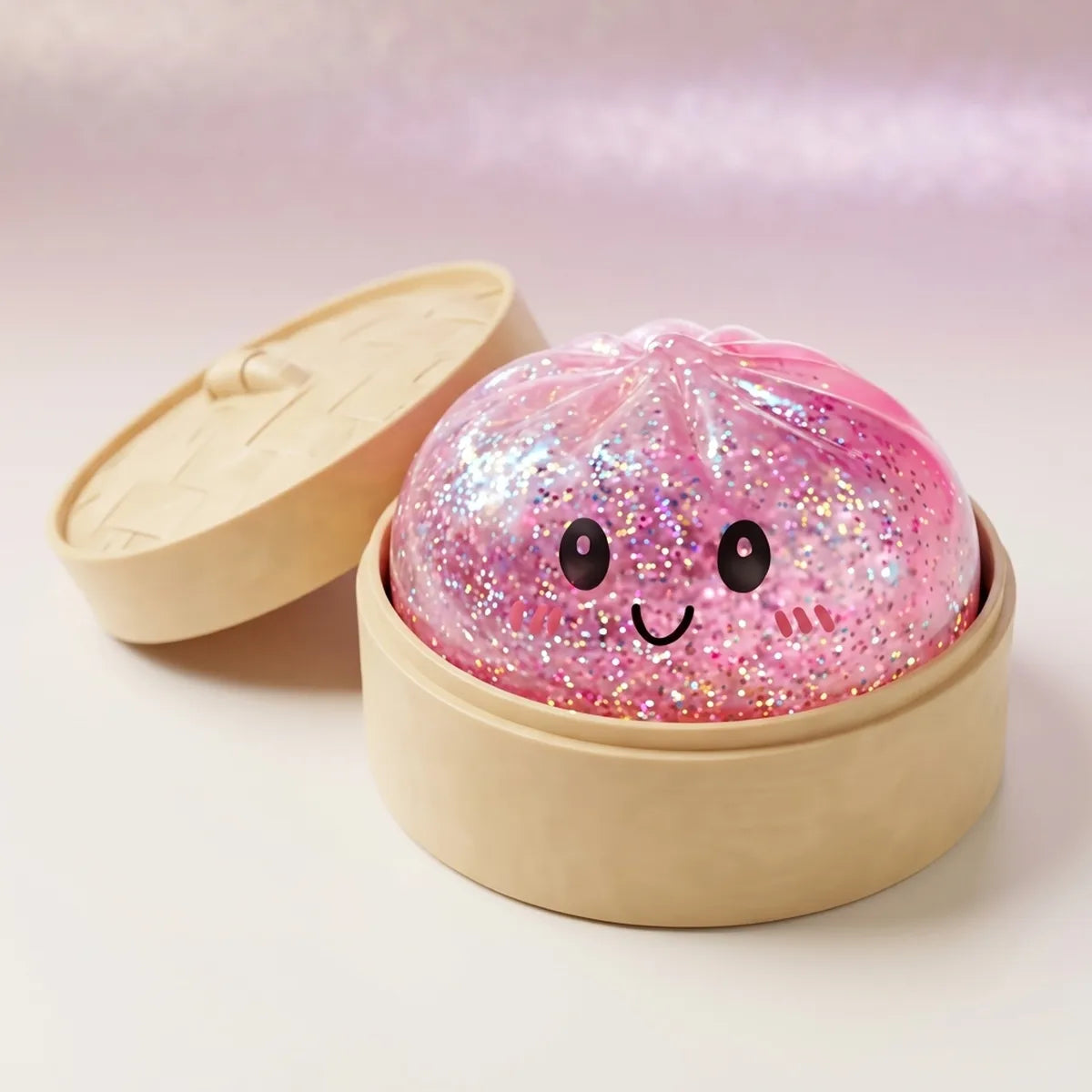 Kawaii Pink Glitter Dumpling Squishy — squishy dumpling toy