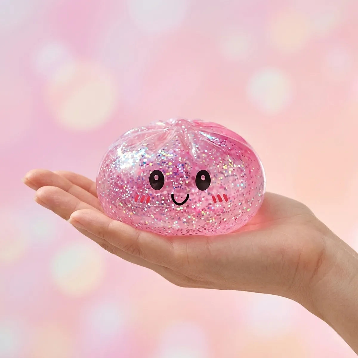 Kawaii Pink Glitter Dumpling Squishy — squishy dumpling toy